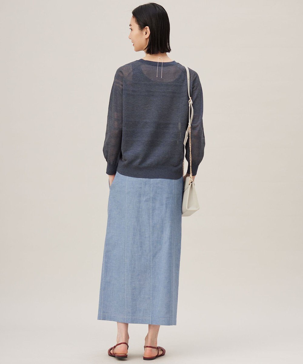 自由区 【洗える】コットンリネンシャンブレー スカート 