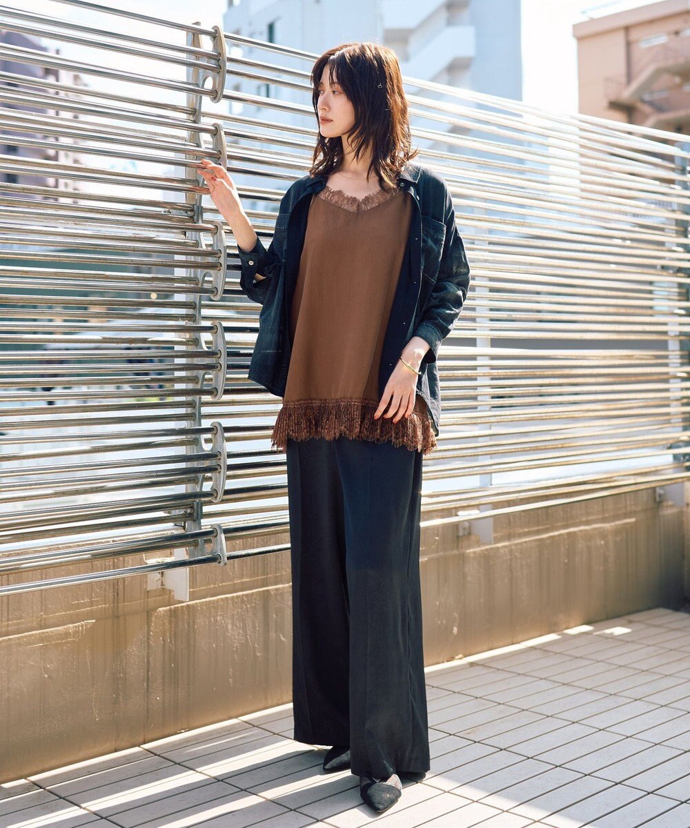 YECCA VECCA ヴィンテージサテンストレートパンツ 