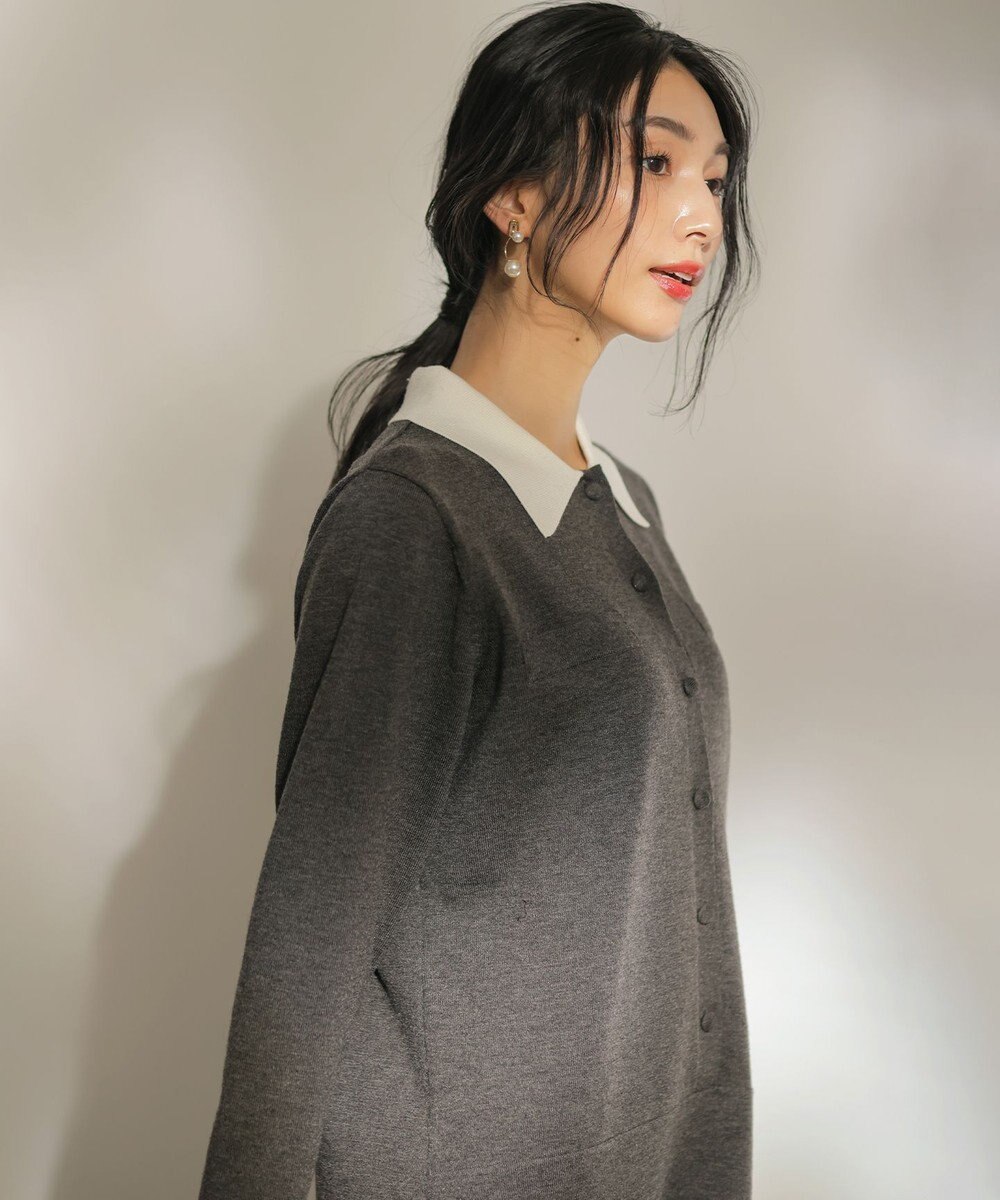 組曲 ニット襟トロンプルイユ ワンピース 