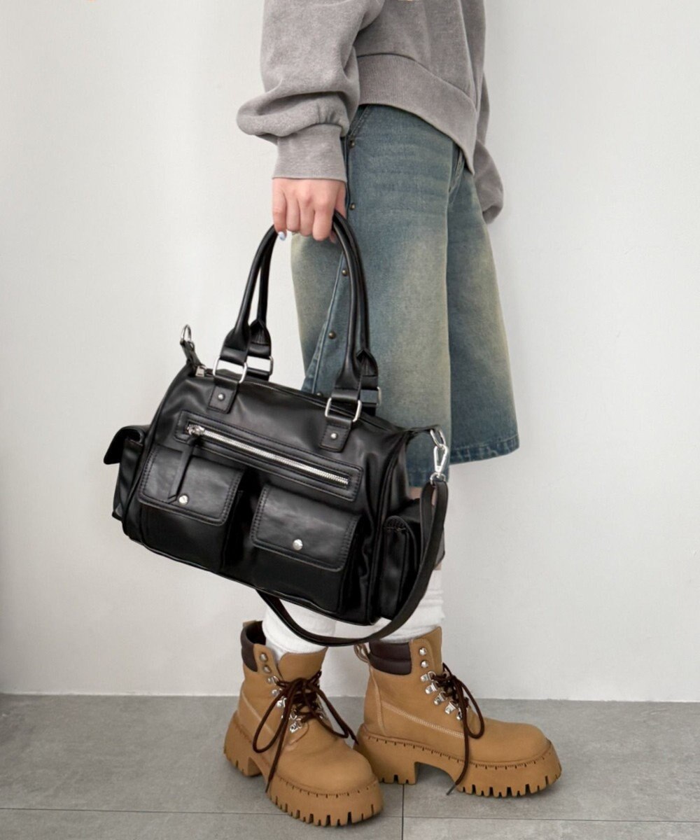 WEGO ポケットデザインボストンショルダー 