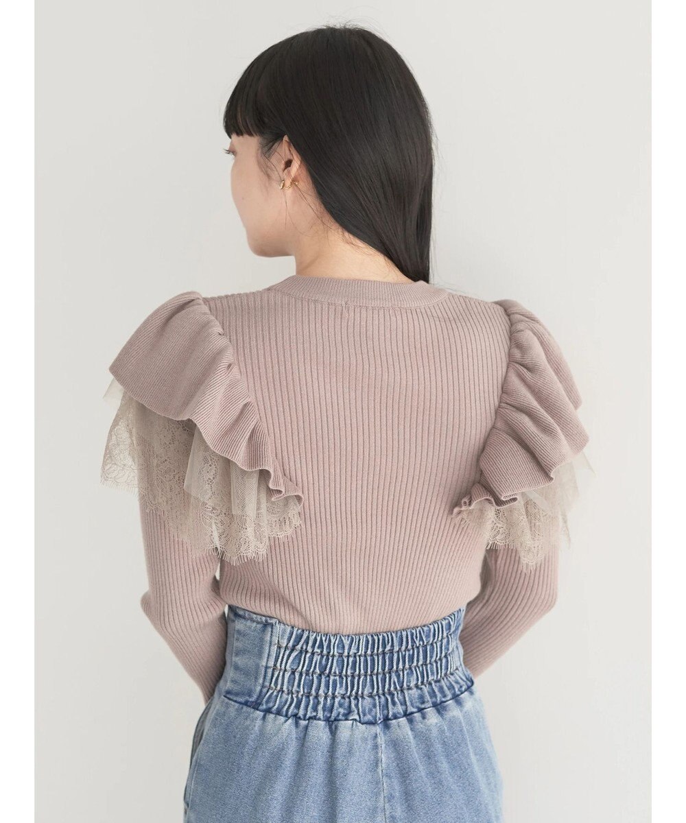 earth music&ecology ショルダーチュールレースプルオーバー 