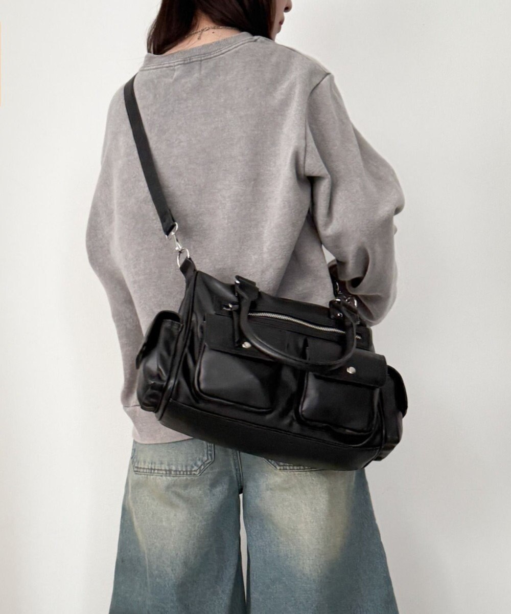 WEGO ポケットデザインボストンショルダー 