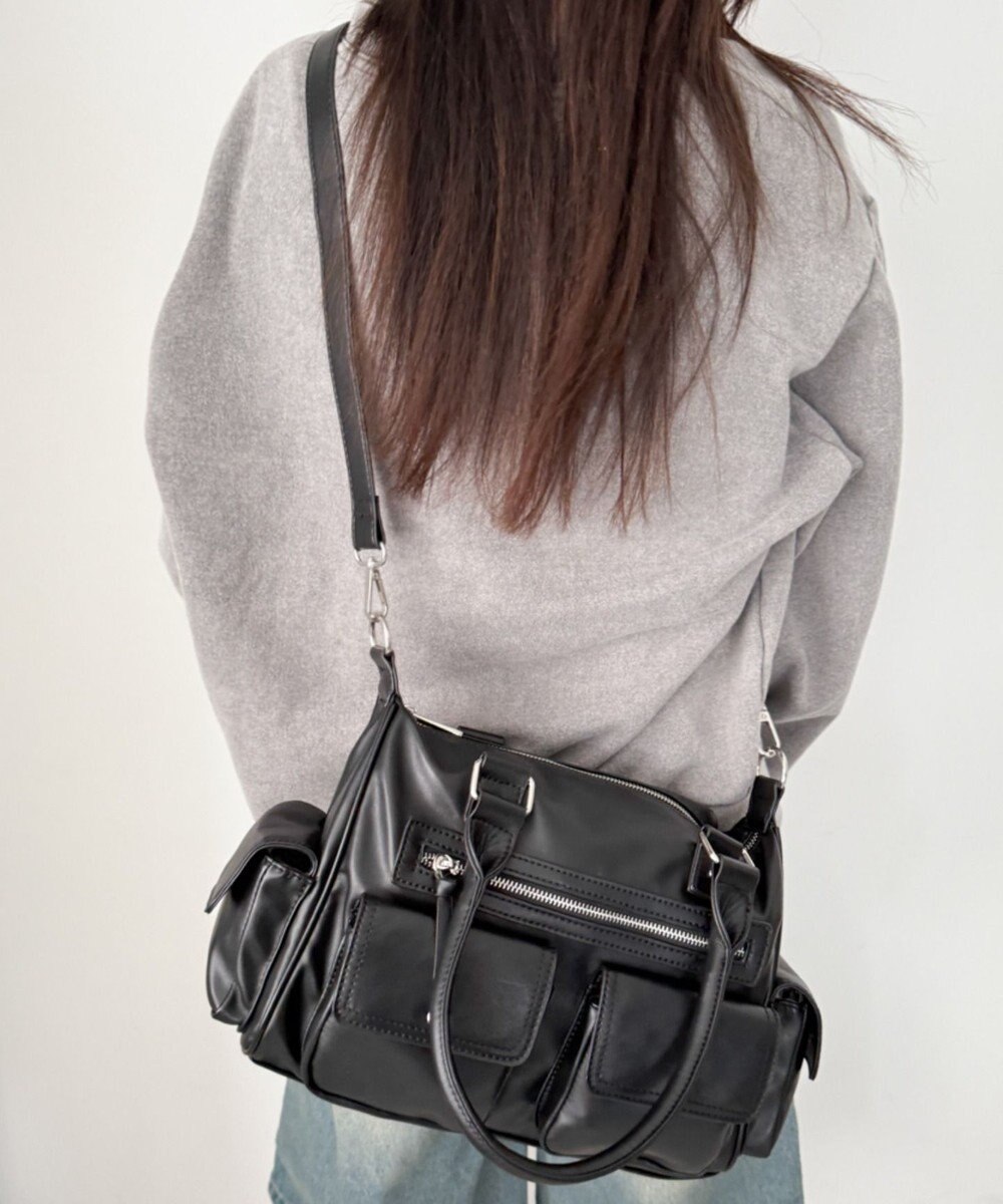 WEGO ポケットデザインボストンショルダー 