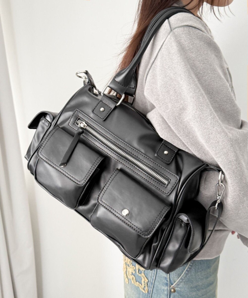 WEGO ポケットデザインボストンショルダー 