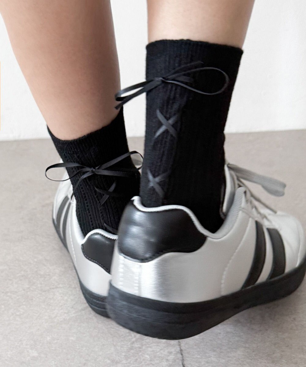 WEGO レースアップバックリボンソックス 