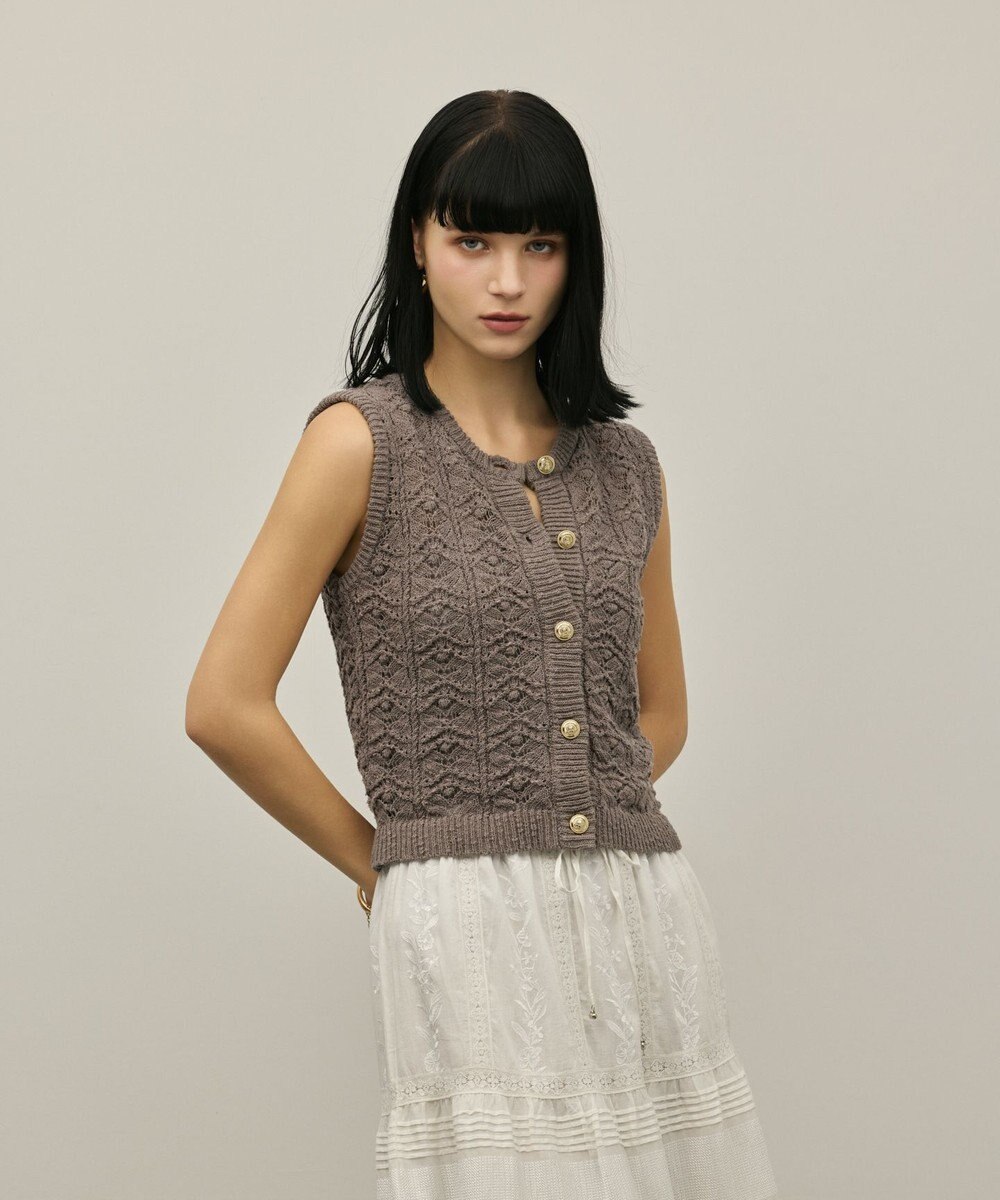 GRACE CONTINENTAL クロシェライクニットジレ 