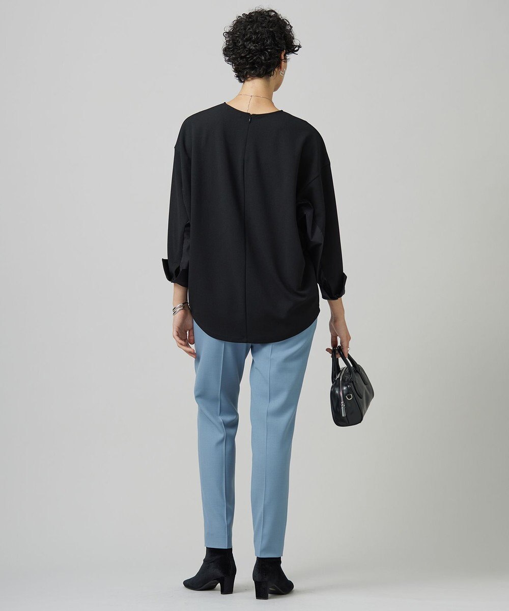 ICB L 【洗える】ジョーゼットジャージー 異素材コンビプルオーバー 