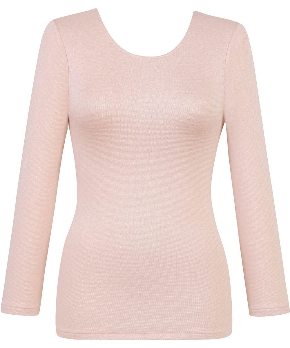 Wing あったかインナー 綿混素材 裏起毛(肌側) よく伸びる素材 ストレッチ性 保温性 【ラクのびサーモ】 ネックせまめ 8分袖 長袖 秋 冬 EL6912 ウイング／ワコール 