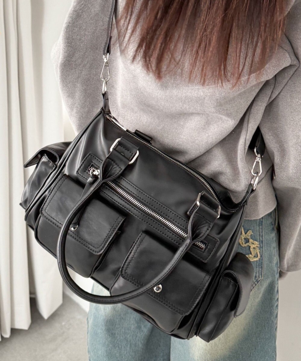 WEGO ポケットデザインボストンショルダー 