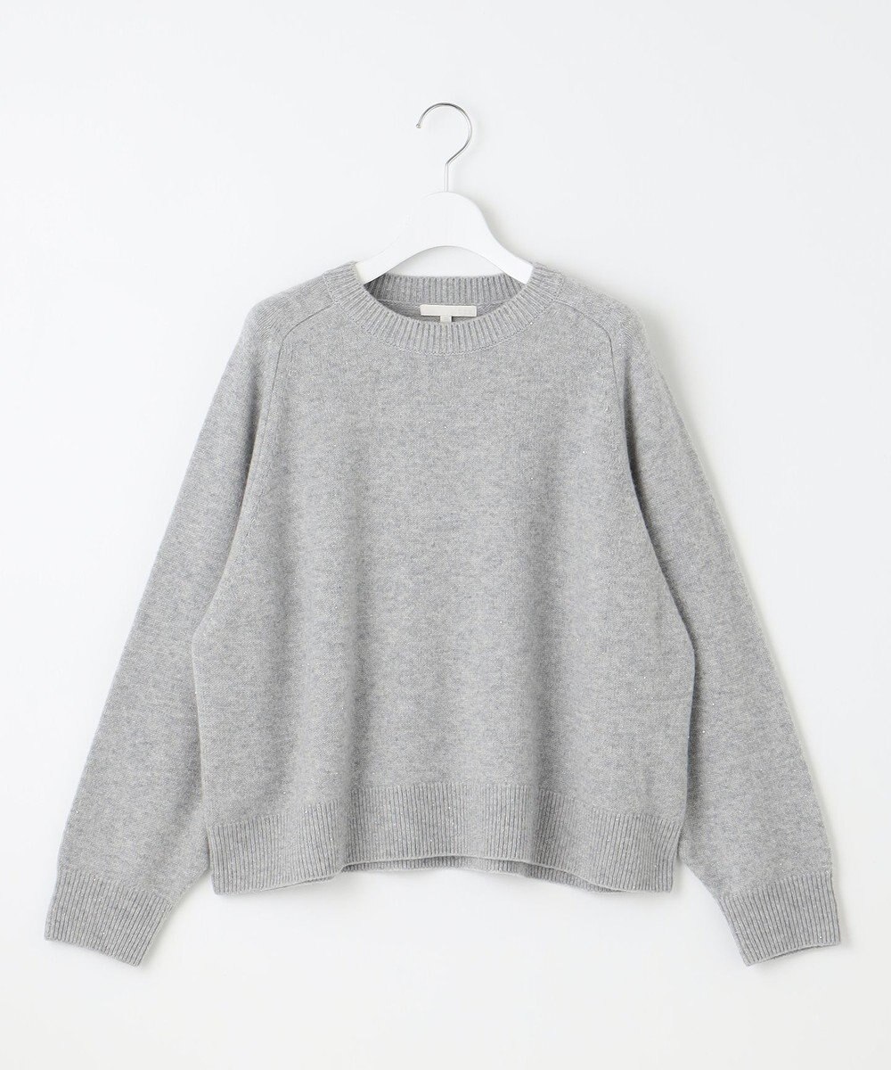 自由区 L 【洗える】ウールカシミヤブレンドラメスパンコールクルーネック ニット 