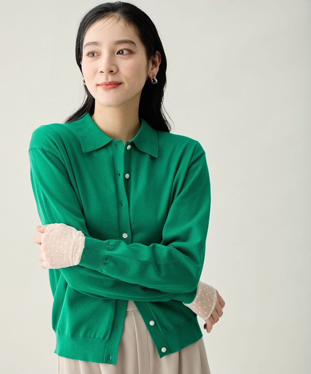 ANY L コットンブレンドポロカーデ 