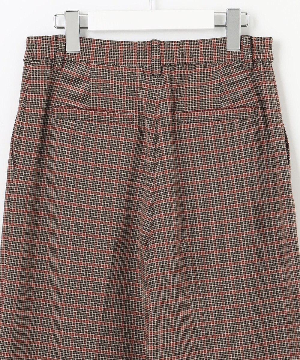 自由区 【洗える/撥水加工】TRギャバ チェック ワイドクロップドパンツ 