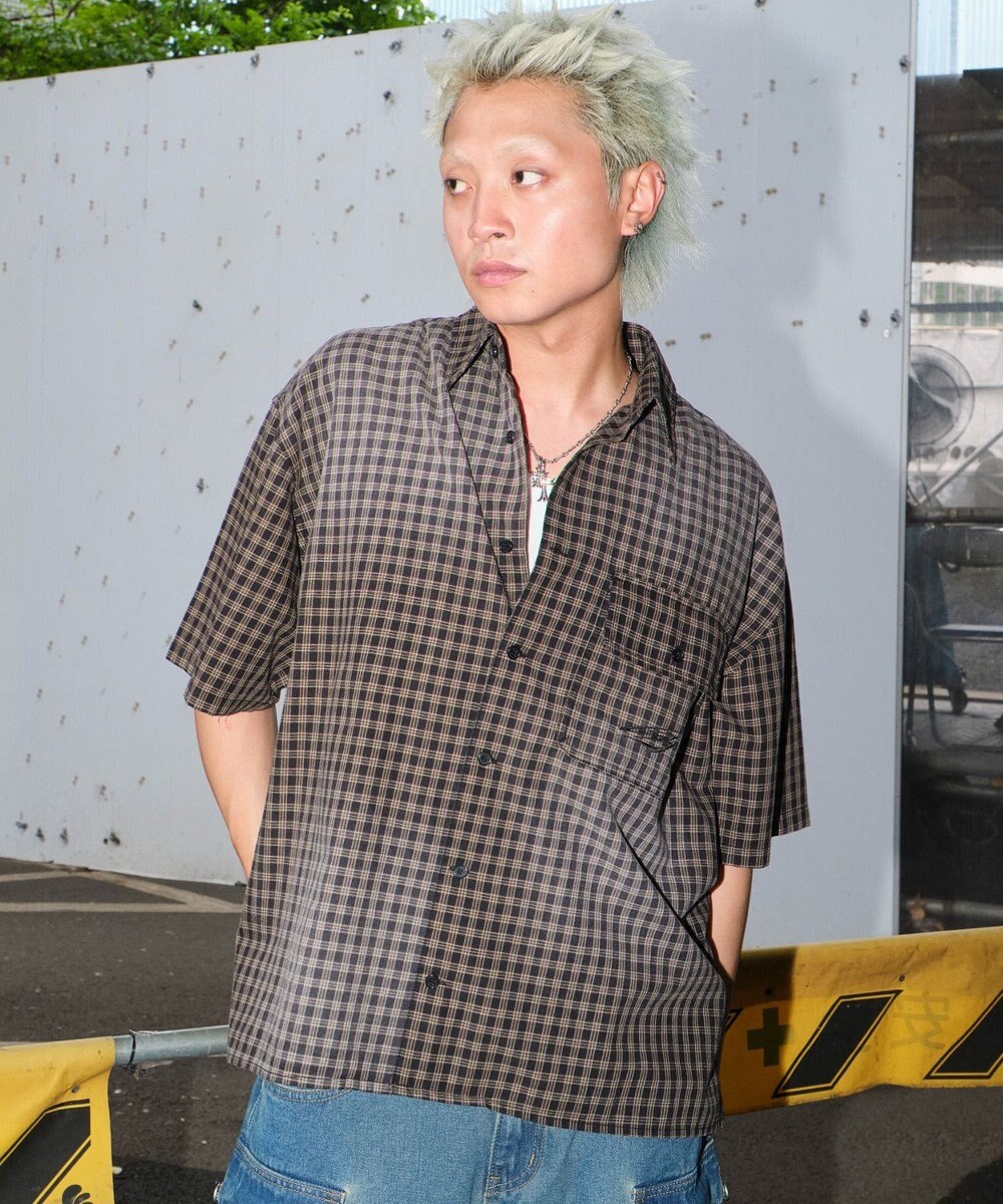 WEGO 【ユニセックス着用ITEM】ブリーチチェックロゴシャツ（SS） 