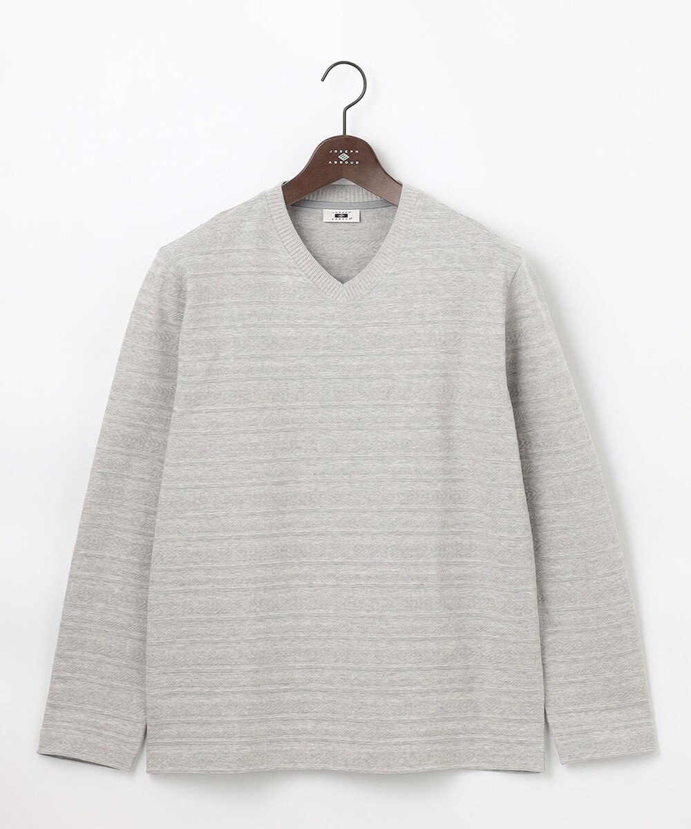JOSEPH ABBOUD 【オーガニックコットン使用・日本素材・日本縫製】 オーガニックヘリンボ-ンリンクス Vネック Tシャツ 