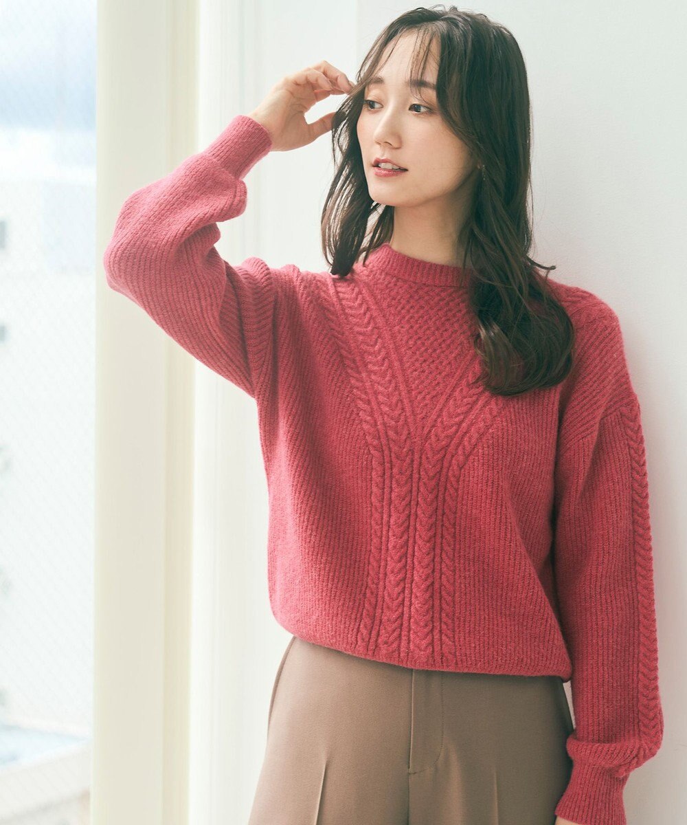 ANY SIS 【洗える】フロントケーブルポイントアンゴラブレンド ニット 