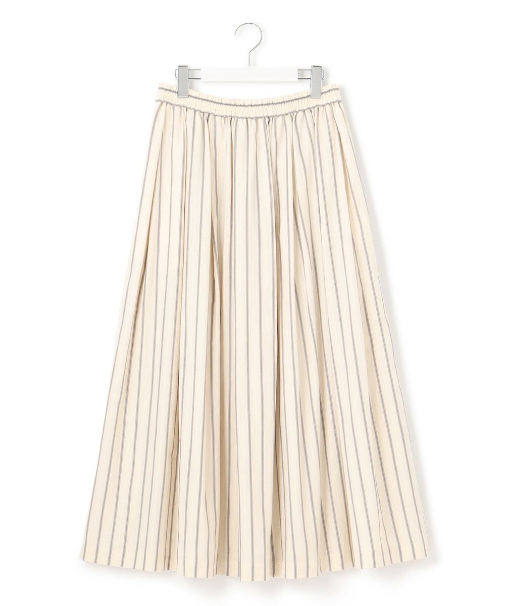 23区 【SLOW/洗える】コットンナイロンストライプ タックフレア スカート 