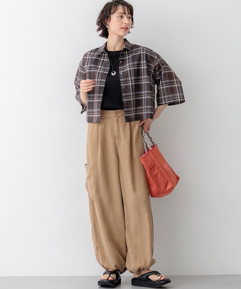 23区 L 【SLOW/一部店舗限定】ガーメントツイル ワイドタック パンツ 