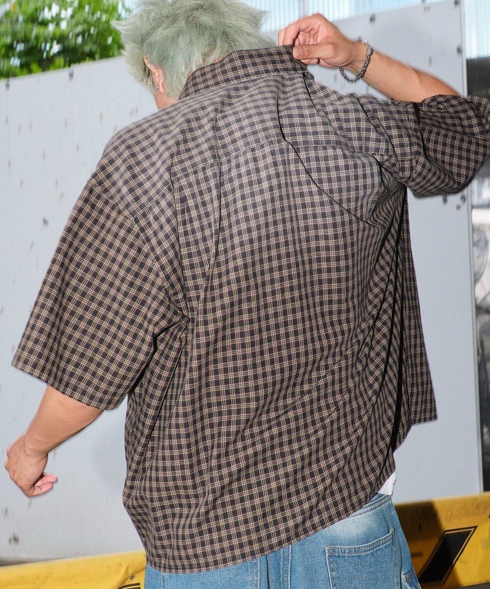 WEGO 【ユニセックス着用ITEM】ブリーチチェックロゴシャツ（SS） 