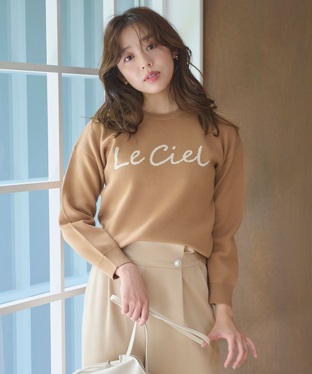 Feroux 【洗える】レタードロゴ プルオーバーニット 