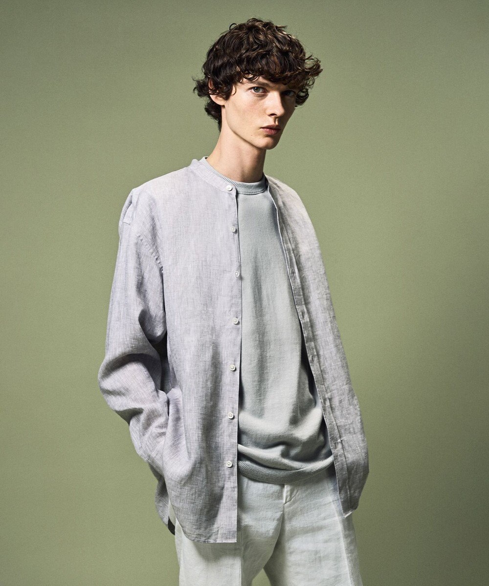 JOSEPH HOMME ノルマンディリネントロピカル　バンドカラーシャツ 