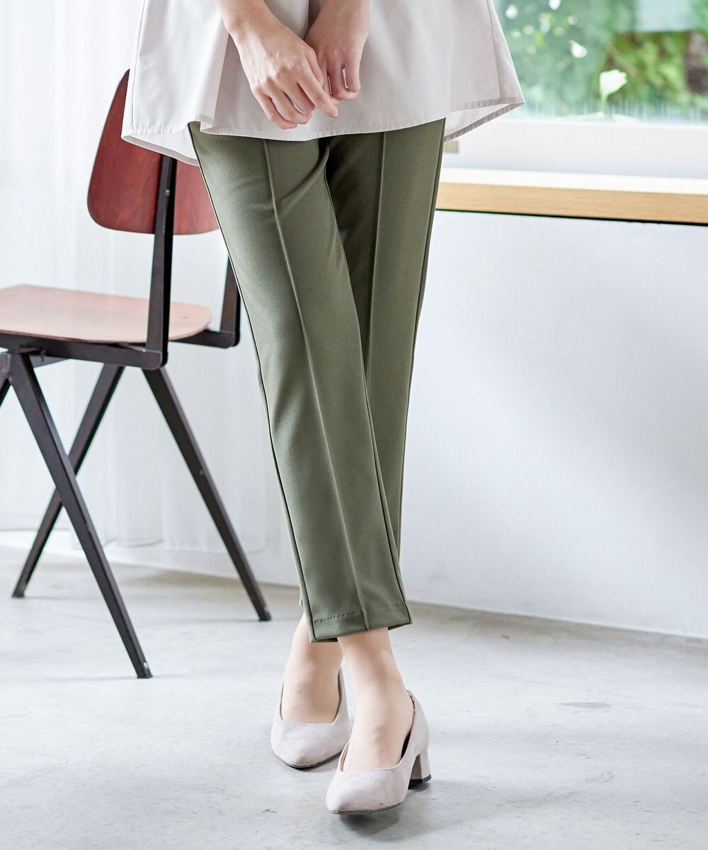 Tiaclasse 【安田美沙子さん着用・日本製・洗える】ジョーゼットピンタックテーパードパンツ 