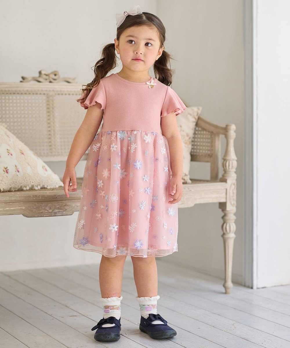 ANY KIDS 刺繍チュールワンピース 
