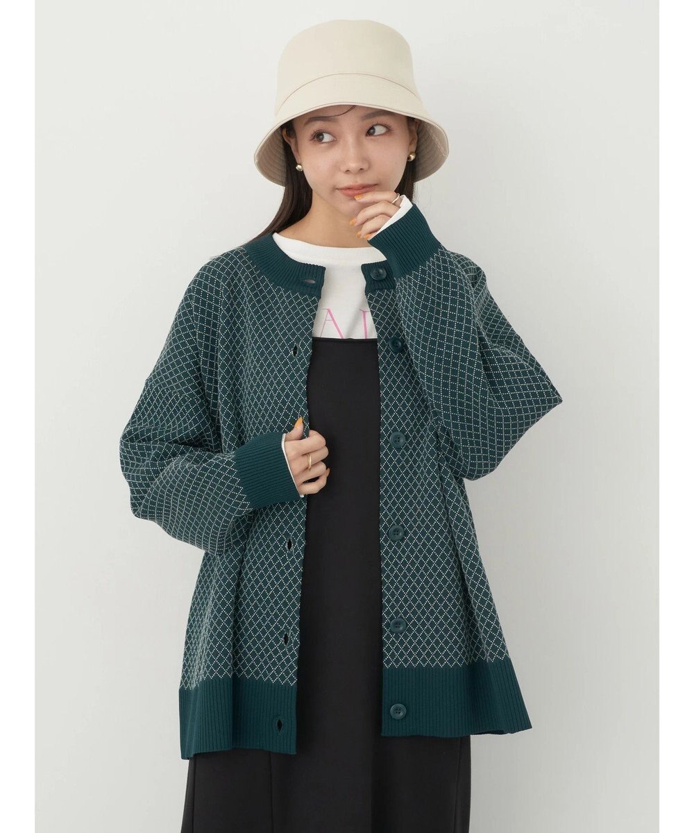 earth music&ecology ダイヤ柄ジャガードカーディガン 