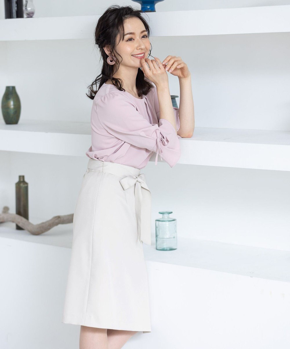 Tiaclasse 【洗える】快適な履き心地のダブルクロスセミタイトスカート 