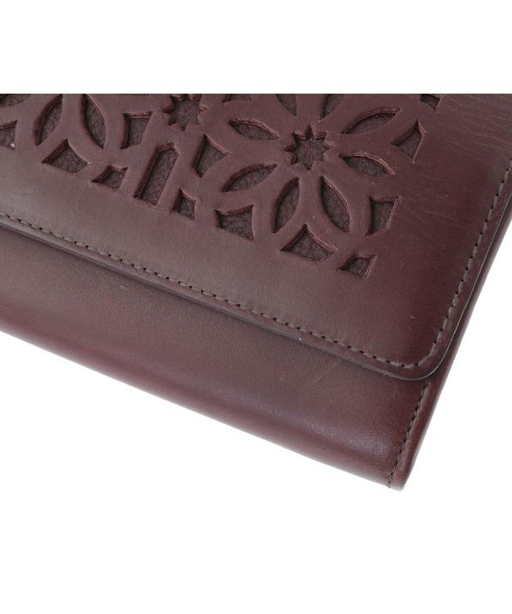 genten カットワーク フラップ長財布 