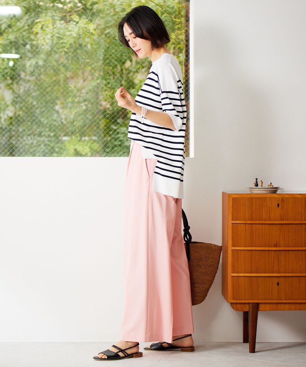 自由区 S 【洗える】ライトフィールジャージータックワイド パンツ 