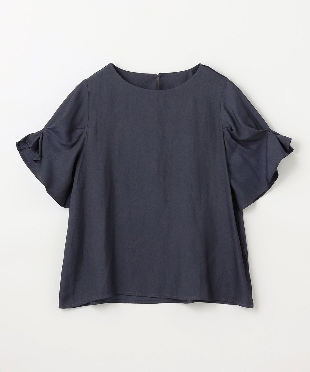 ANY マットサテン袖タックブラウス 