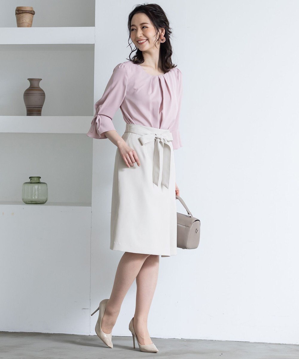 Tiaclasse 【洗える】快適な履き心地のダブルクロスセミタイトスカート 