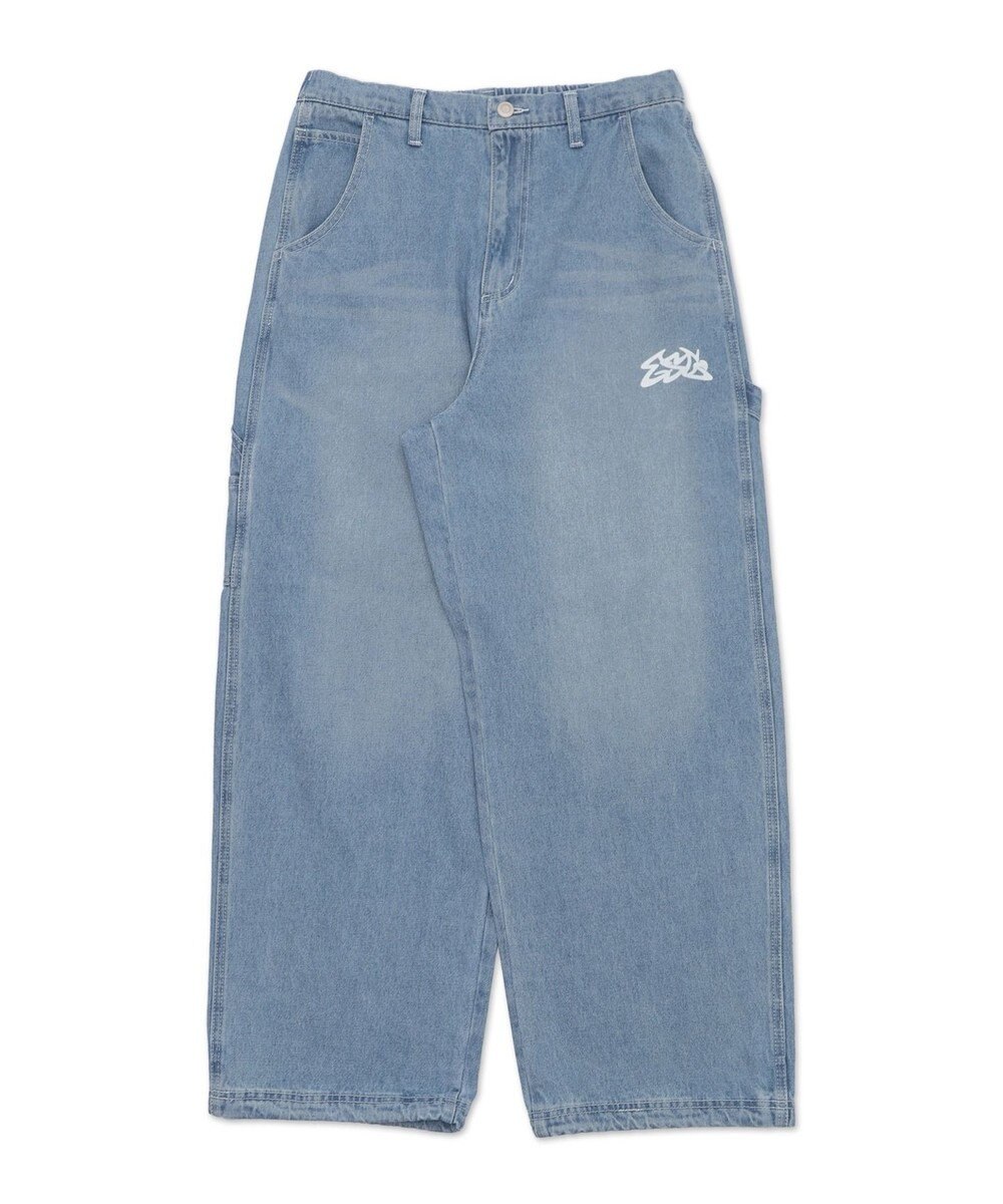 WEGO 【ウエスト紐で調整】イージーペインターグラフィックデニムパンツ 