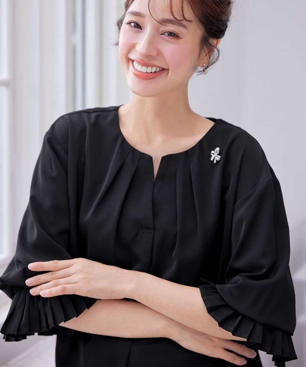 Tiaclasse L 【洗える】プリーツスリーブブラウス 