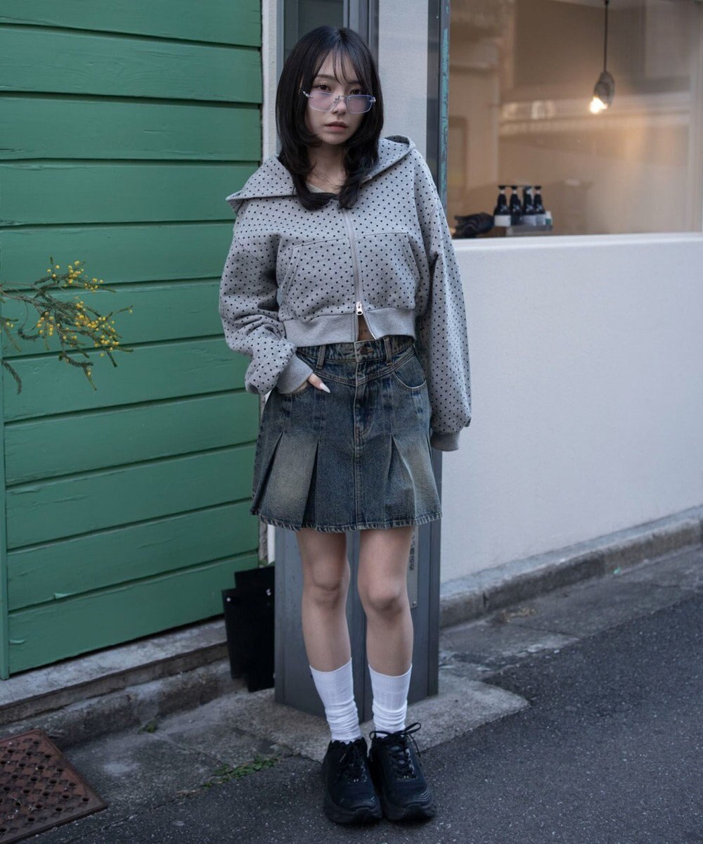 WEGO デニムプリーツミニスカート 