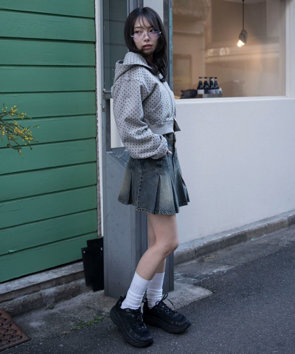 WEGO デニムプリーツミニスカート 