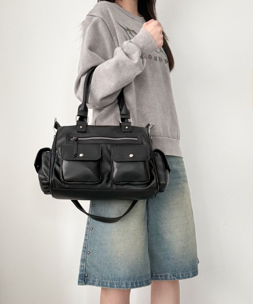 WEGO ポケットデザインボストンショルダー 