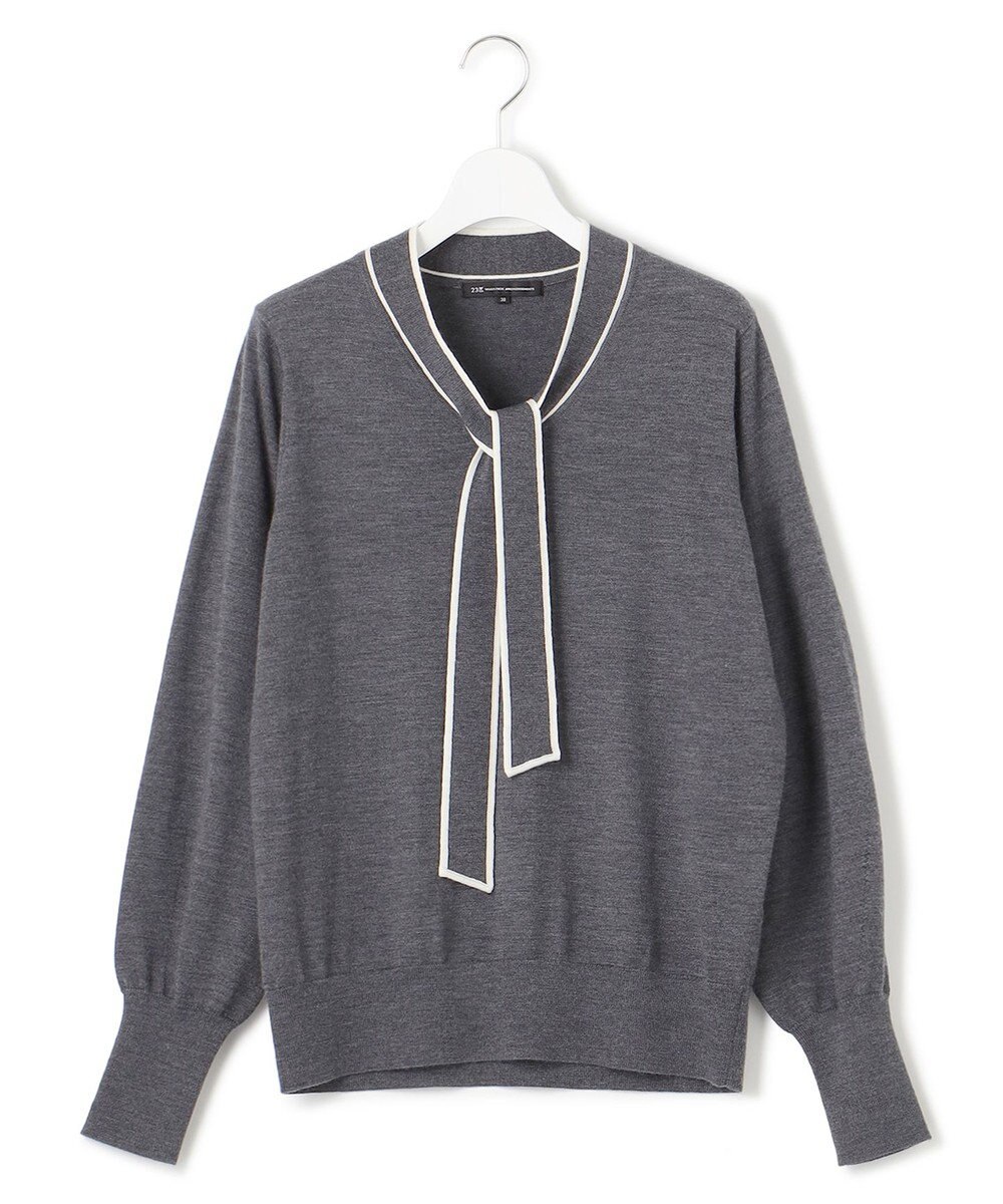 23区 【洗える】ウーステッドウール ボウタイ ニット 