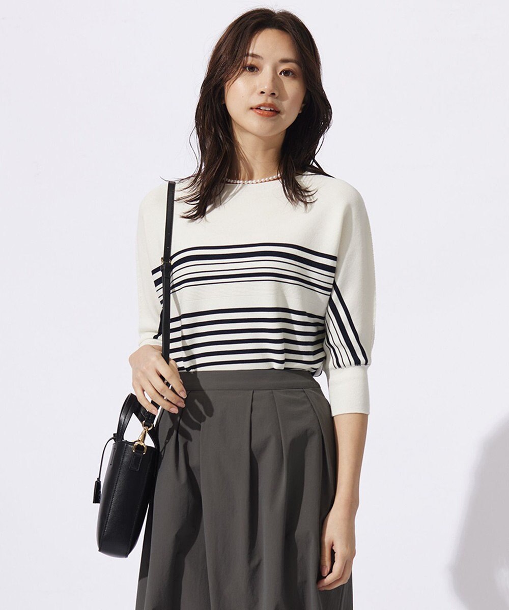 J.PRESS LADIES 【WEB限定カラーあり・洗える】LINKS DOLMAN ホールガーメント ランダムボーダー ニット 