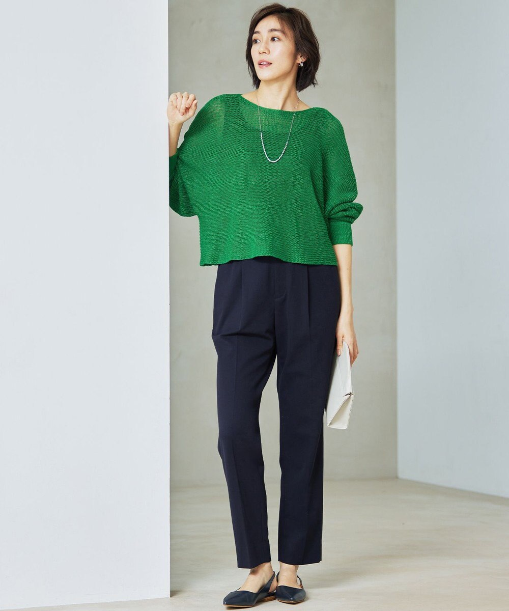 自由区 S 【洗える】リネンミドルゲージドルマンスリーブ ニット 