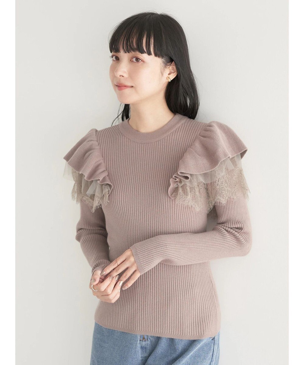 earth music&ecology ショルダーチュールレースプルオーバー 