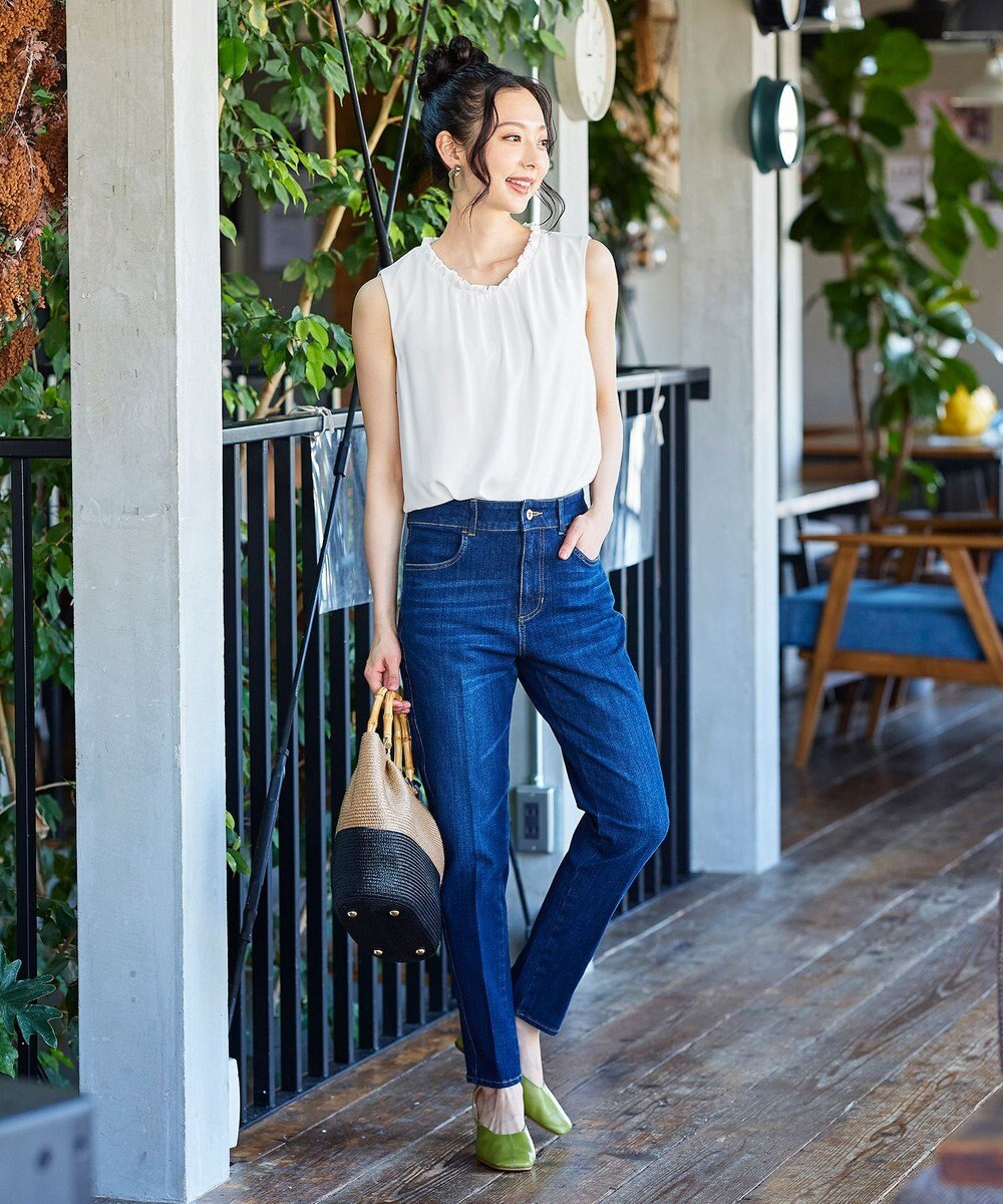 Tiaclasse L 【洗える】体型カバーも叶うフリルカラーチュニックブラウス 