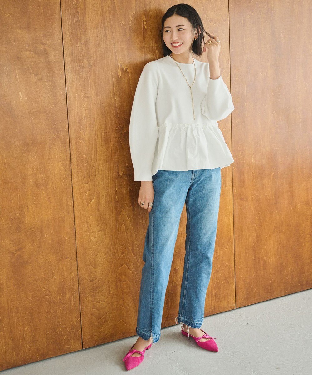 #Newans 【洗える】コンビネーションペプラムチュニックニット 