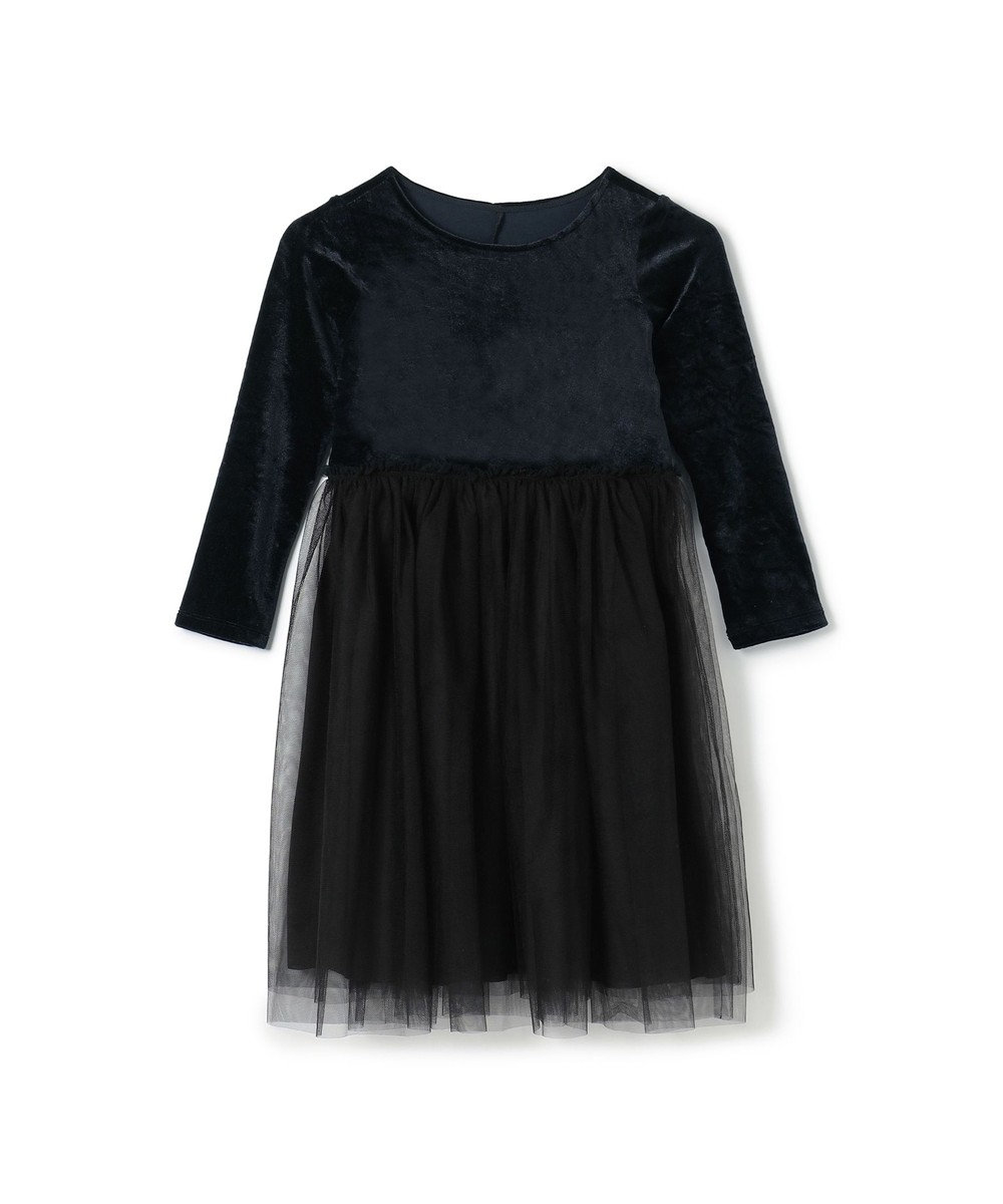 Chacott velour combi dress (kids) ブラック（ワッシャーベロア）