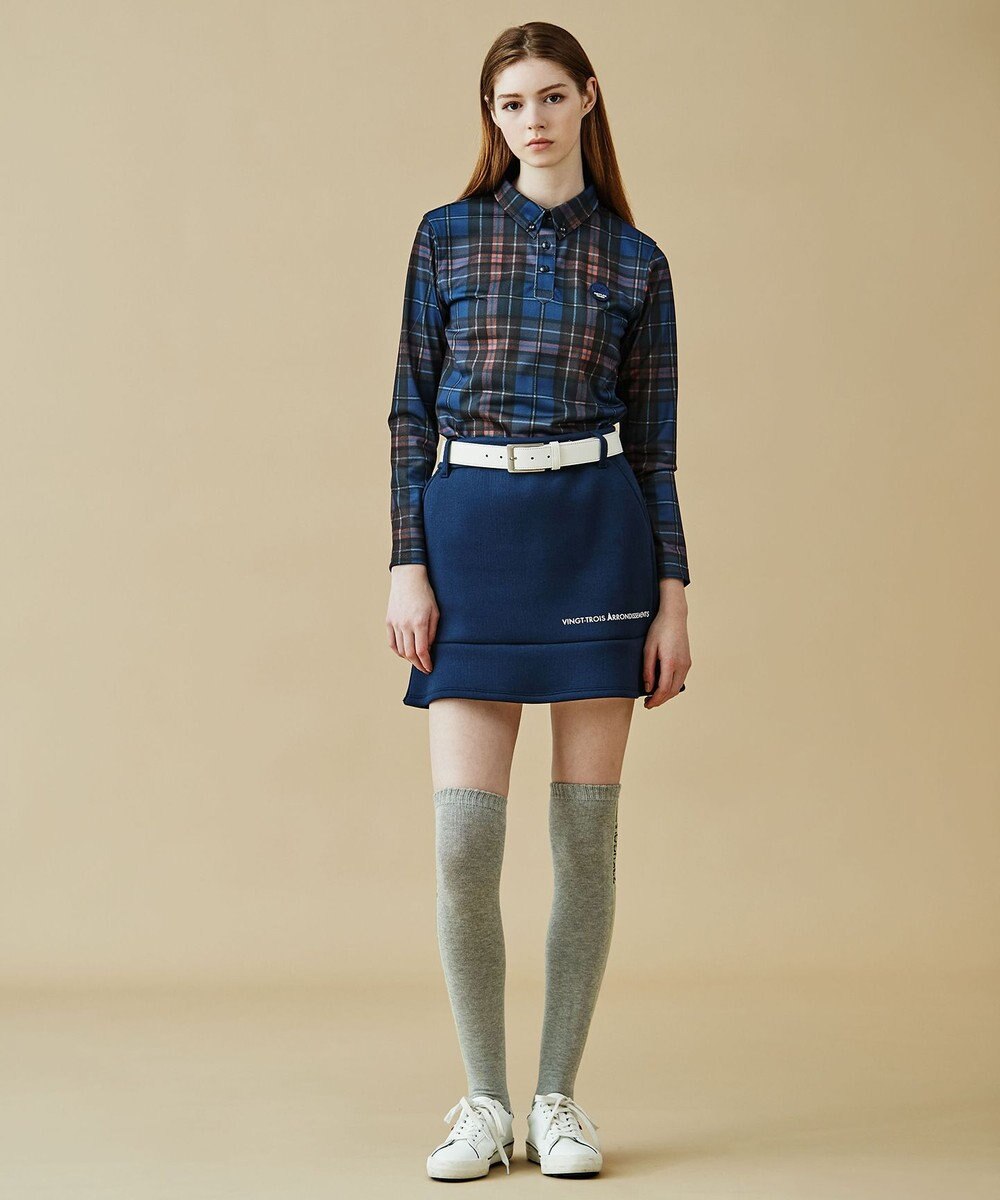 23区GOLF 【WOMEN】【日本製】チェック柄 長袖ポロシャツ 