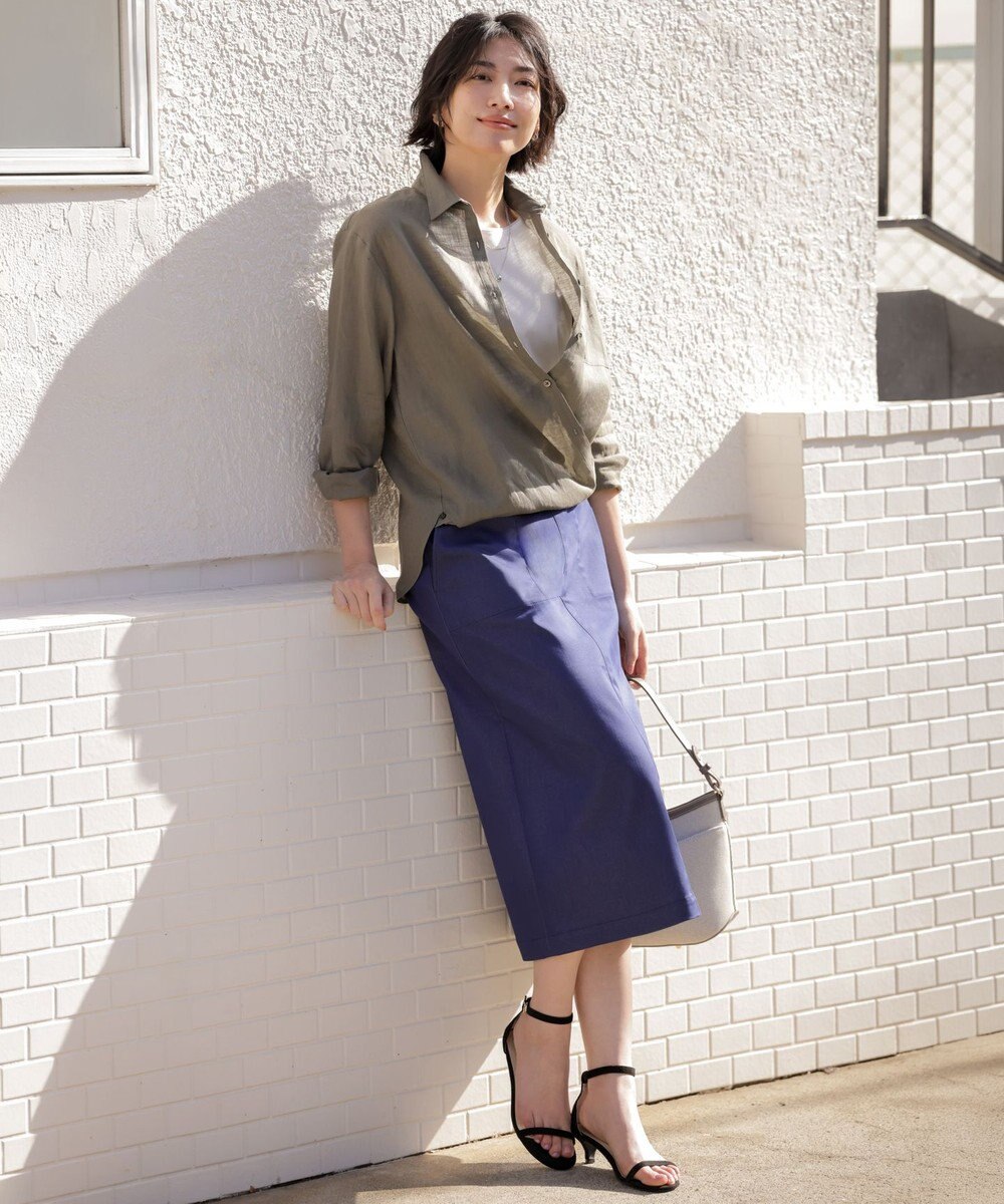 J.PRESS LADIES L 【WEB限定カラーあり】TCシャンブレーサテンST ナロー スカート 