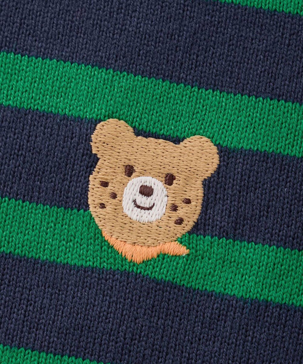 MIKI HOUSE HOT BISCUITS ボーダー柄 ワンポイント長袖Tシャツ 
