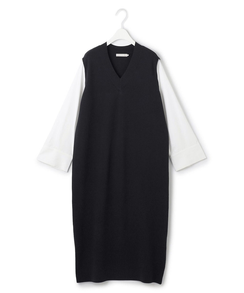 ICB L 【洗える】 クロスコンビ ニットワンピース 