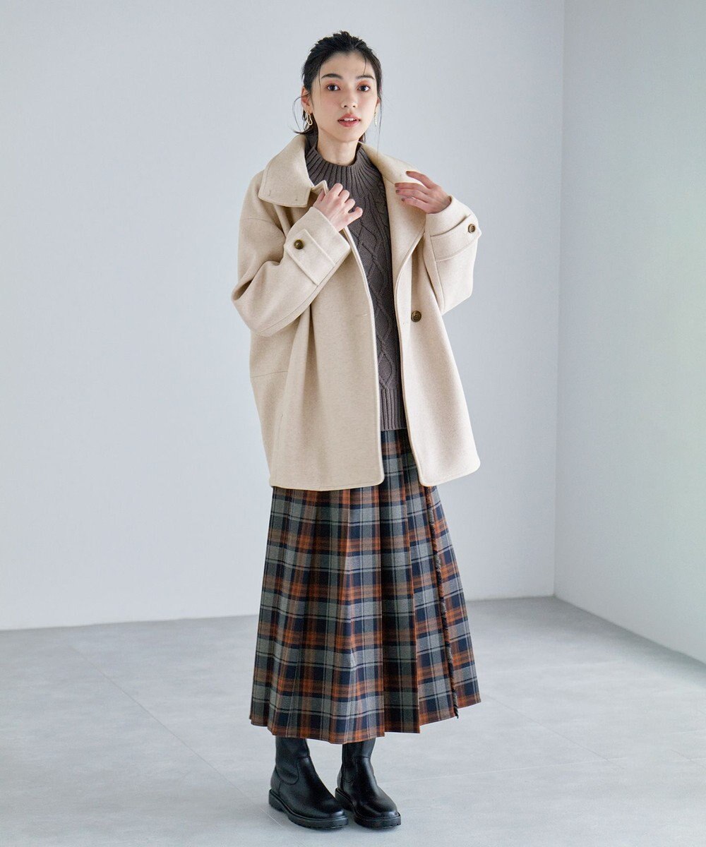 ANY スタンドカラーコクーンシルエットコート 