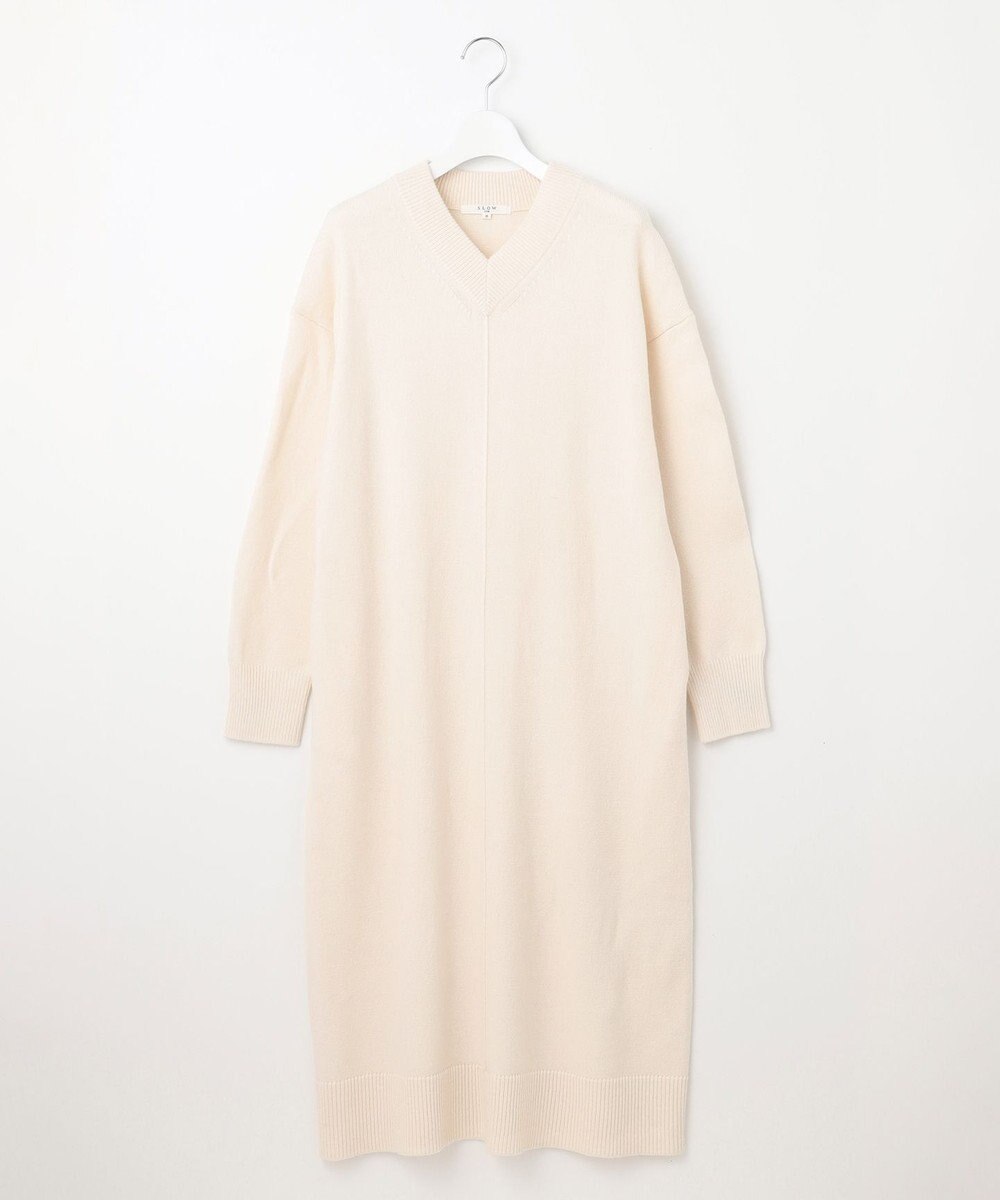 23区 【SLOW/一部店舗限定】ニットトータル Vネック ワンピース 